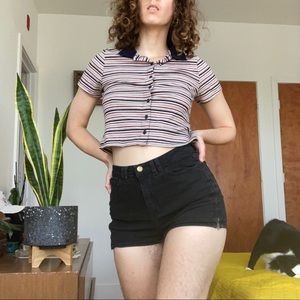 Striped Collar Crop Top ☀️